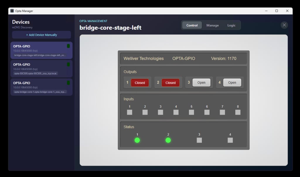 Link70 Manager desktop app control